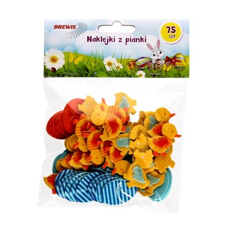 Naklejki z mikrogumy Brewis Wielkanoc, 75szt